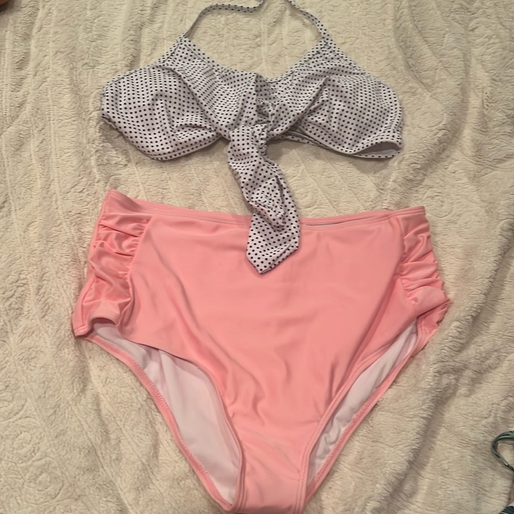 Halter tie high waisted bikini padding new never worn